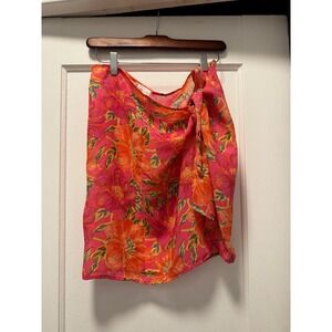 Beach Riot Pink Orange Floral Sarong Wrap Skirt Swim Cover Up One Size OS